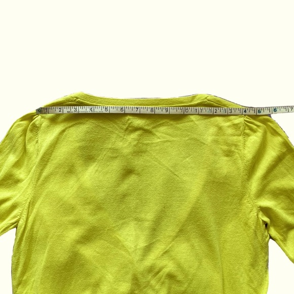 Promod v-neck cardigan w/ 2 pockets 3/4 bell sleeves buttons cream yellow W Sm - Picture 3 of 11